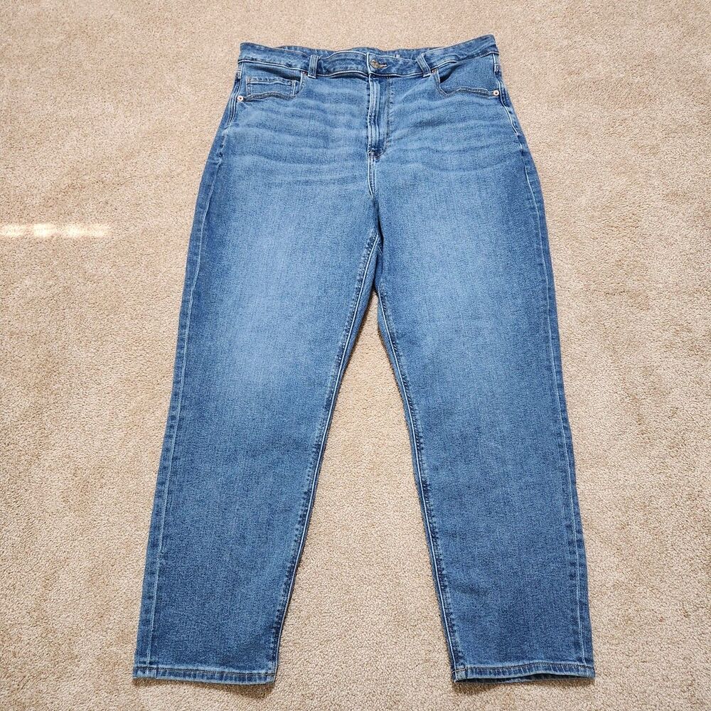 American Eagle Mom Jeans Women 18 High Rise Medium Wash Stretch
